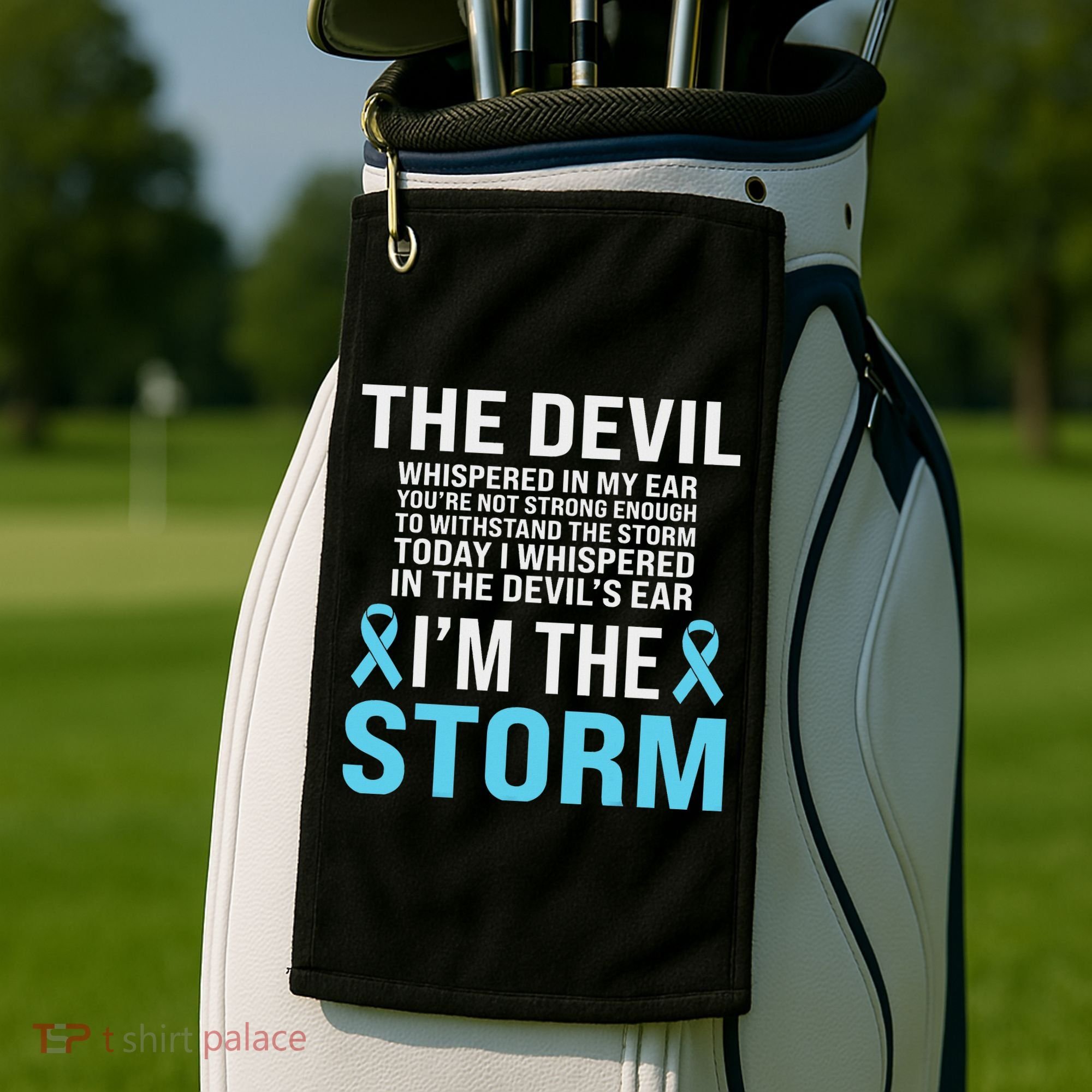 Prostate Cancer Awareness Light Blue Ribbon Dad Survivor Golf Towel