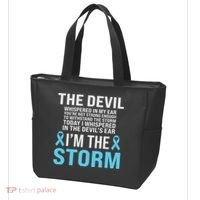 Prostate Cancer Awareness Light Blue Ribbon Dad Survivor Tote Bag thumb 3