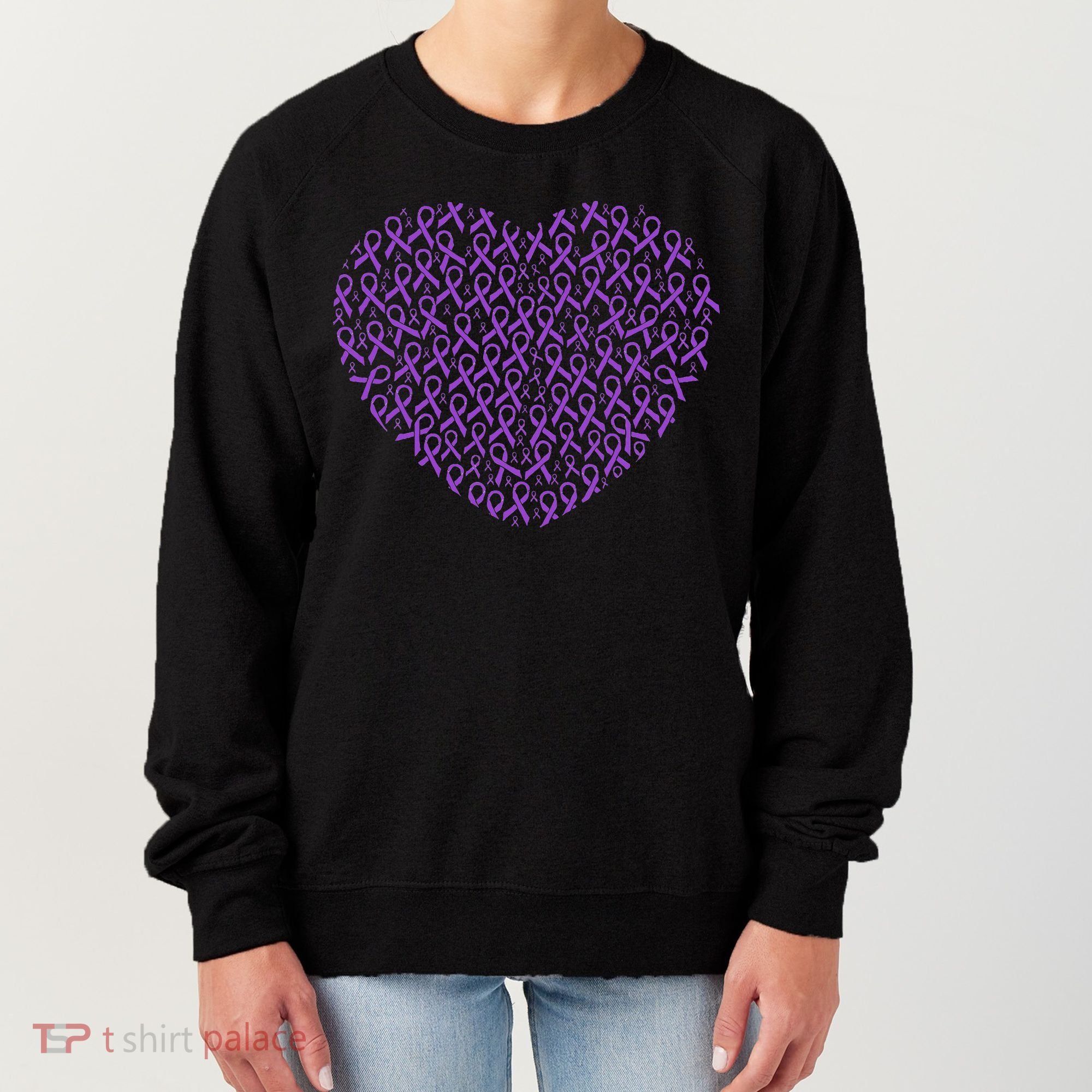 Pancreatic Cancer Awareness Purple Ribbon Heart Gift Support Women's Sweatshirt