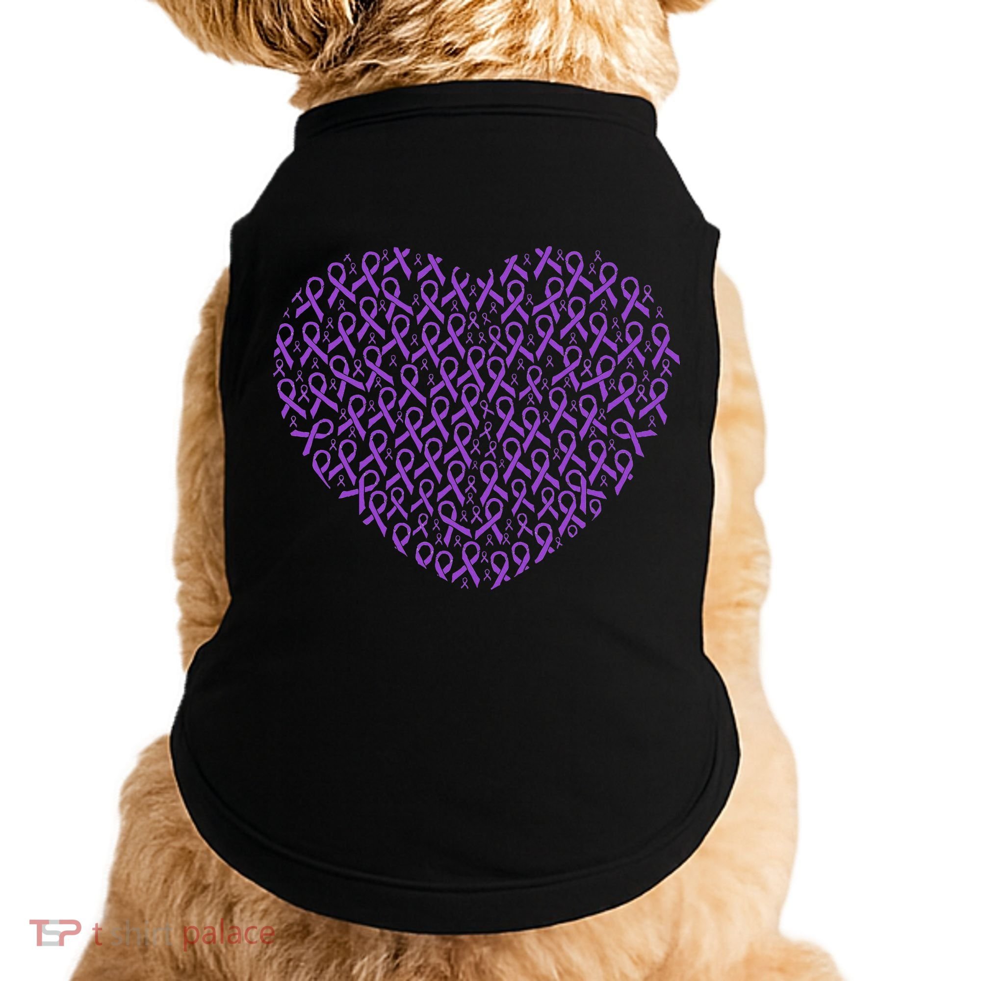 Pancreatic Cancer Awareness Purple Ribbon Heart Gift Support Doggie Tank