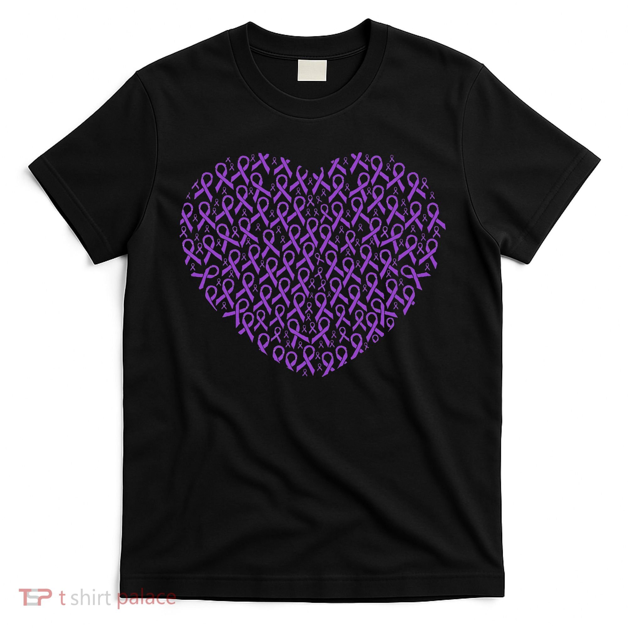 Pancreatic Cancer Awareness Purple Ribbon Heart Gift Support T-Shirt