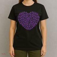 Pancreatic Cancer Awareness Purple Ribbon Heart Gift Support T-Shirt thumb 4