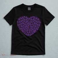 Pancreatic Cancer Awareness Purple Ribbon Heart Gift Support T-Shirt thumb 5