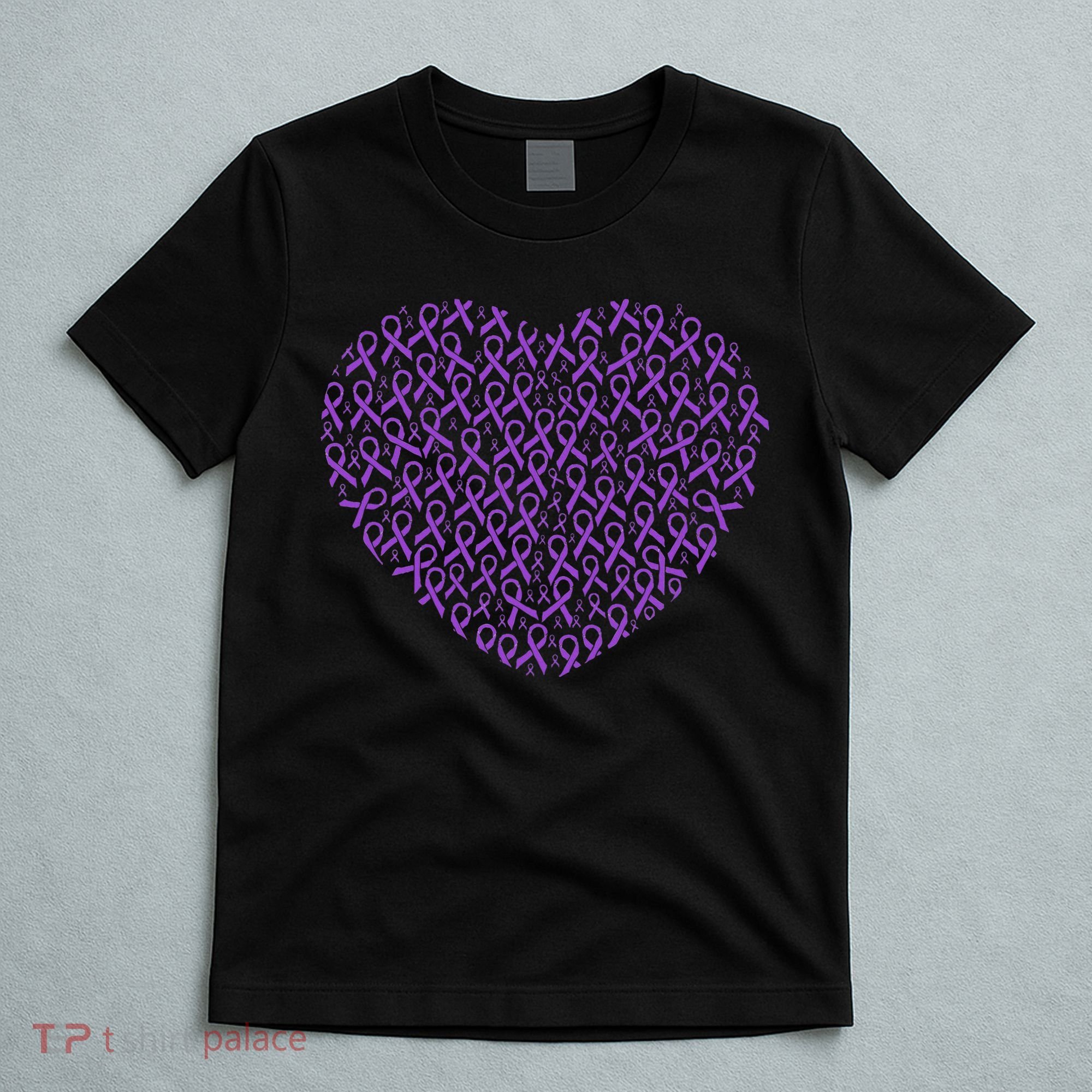Pancreatic Cancer Awareness Purple Ribbon Heart Gift Support T-Shirt