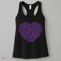 Pancreatic Cancer Awareness Purple Ribbon Heart Gift Support Women's Tank Top thumb 3