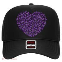 Pancreatic Cancer Awareness Purple Ribbon Heart Gift Support Hat thumb 0