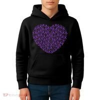 Pancreatic Cancer Awareness Purple Ribbon Heart Gift Support Kids Hoodie thumb 4