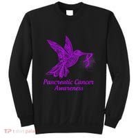 Pancreatic Cancer Awareness Hummingbird With Purple Ribbon Sweatshirt thumb 0
