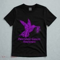 Pancreatic Cancer Awareness Hummingbird With Purple Ribbon T-Shirt thumb 5