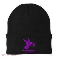 Pancreatic Cancer Awareness Hummingbird With Purple Ribbon Beanie thumb 0