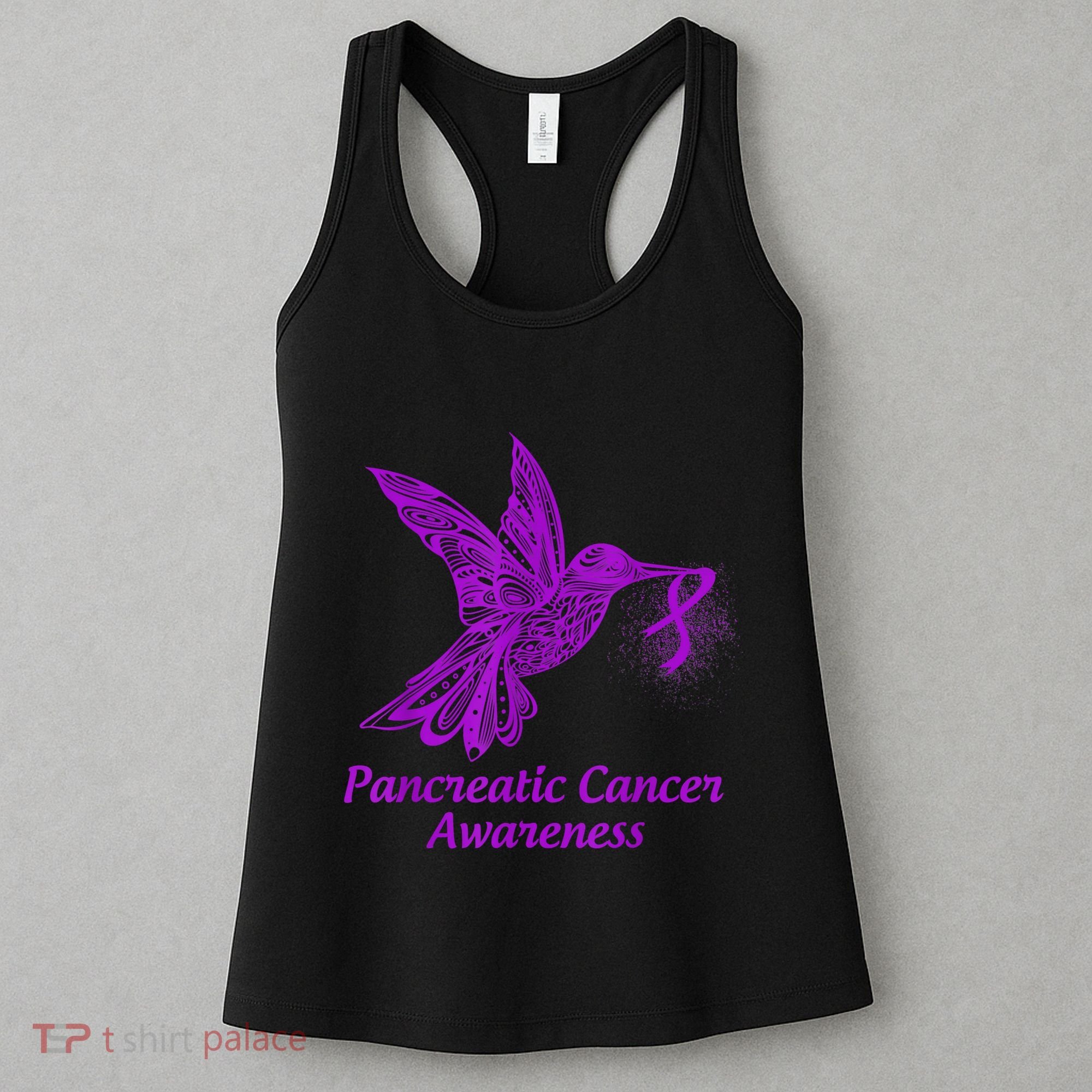 Pancreatic Cancer Awareness Hummingbird With Purple Ribbon Women's Tank Top