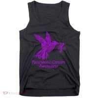 Pancreatic Cancer Awareness Hummingbird With Purple Ribbon Tank Top thumb 0