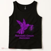 Pancreatic Cancer Awareness Hummingbird With Purple Ribbon Tank Top thumb 2