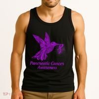 Pancreatic Cancer Awareness Hummingbird With Purple Ribbon Tank Top thumb 3