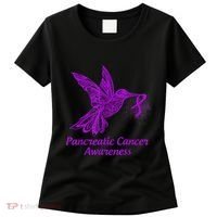 Pancreatic Cancer Awareness Hummingbird With Purple Ribbon Women's T-Shirt thumb 0