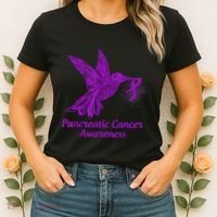 Pancreatic Cancer Awareness Hummingbird With Purple Ribbon Women's T-Shirt thumb 2