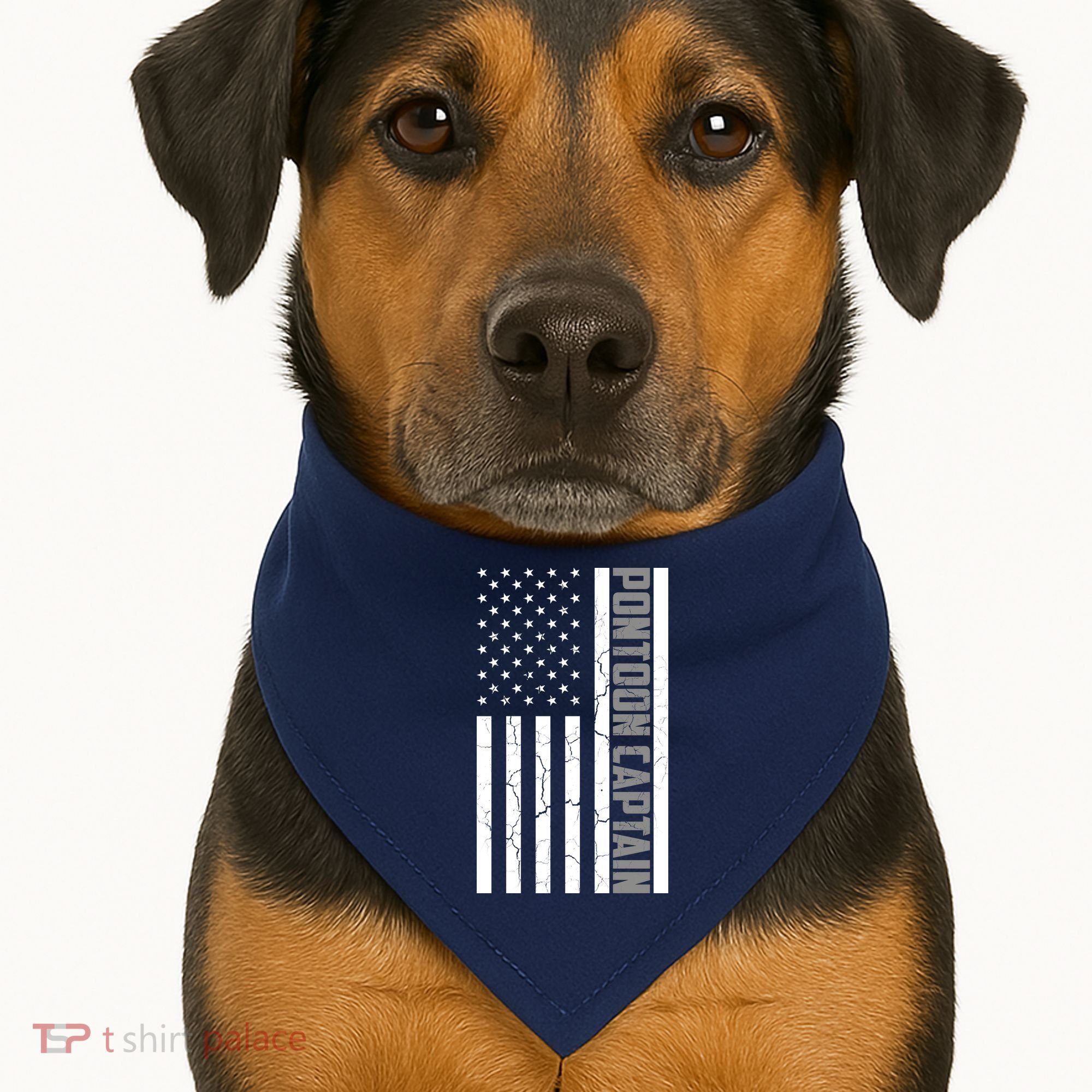 Pontoon Captain American Flag Pontooning Pontoon Boating USA-Made Doggie Bandana
