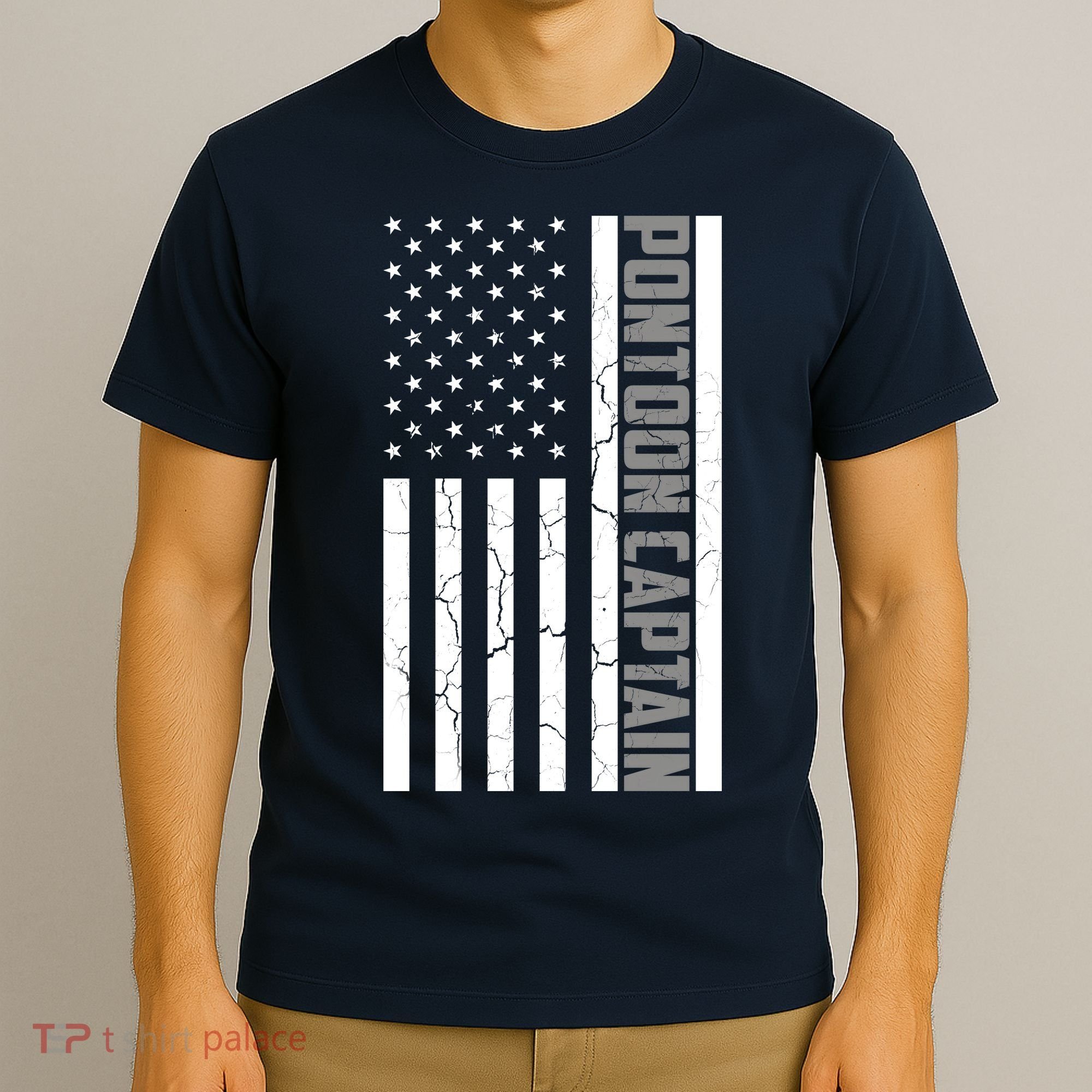 Pontoon Captain American Flag Pontooning Pontoon Boating T-Shirt