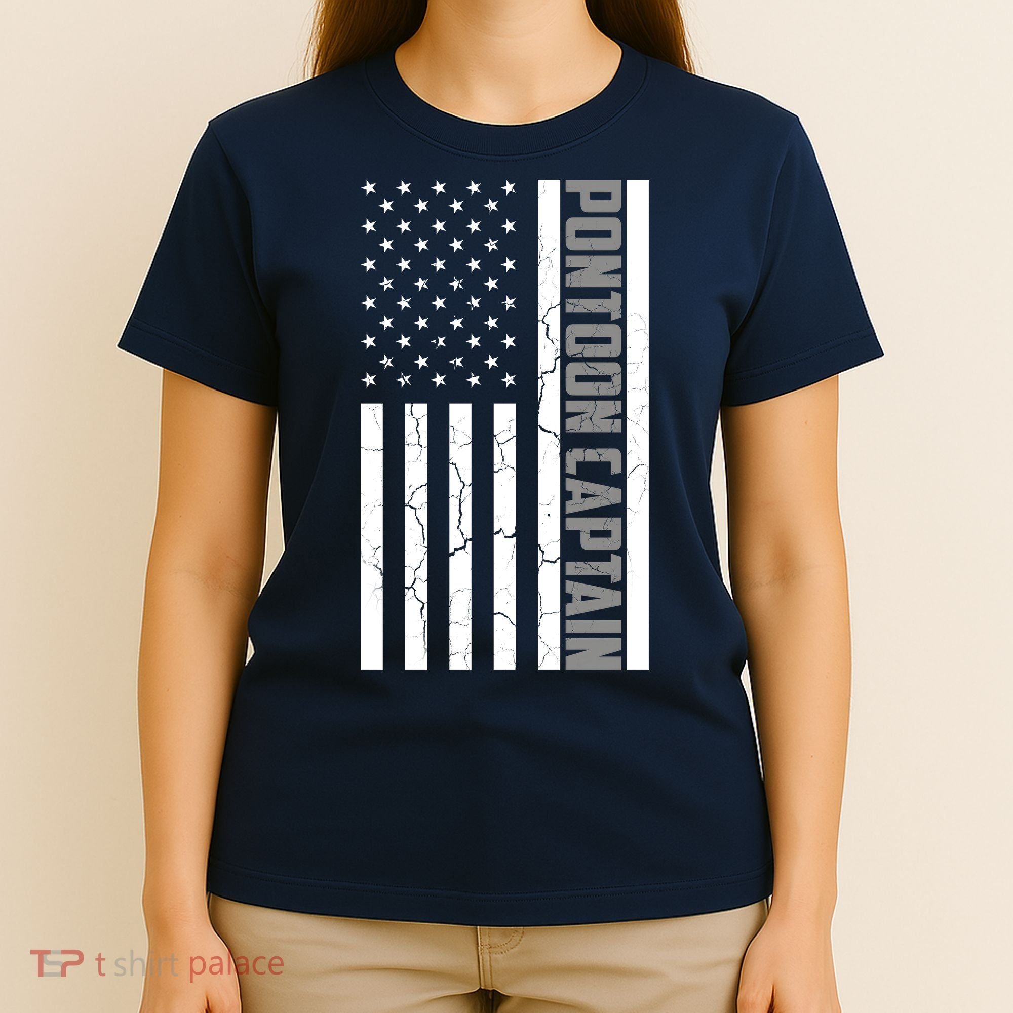 Pontoon Captain American Flag Pontooning Pontoon Boating T-Shirt