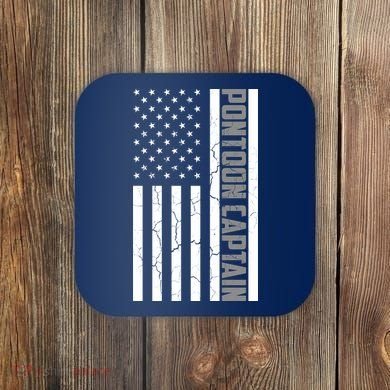 Pontoon Captain American Flag Pontooning Pontoon Boating Coaster