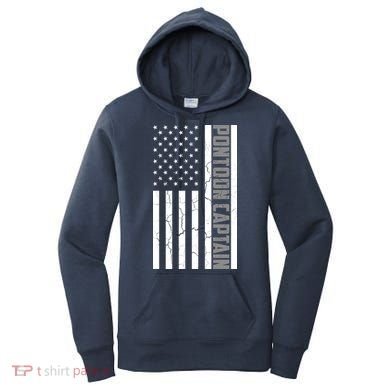 Pontoon Captain American Flag Pontooning Pontoon Boating Women's Hoodie