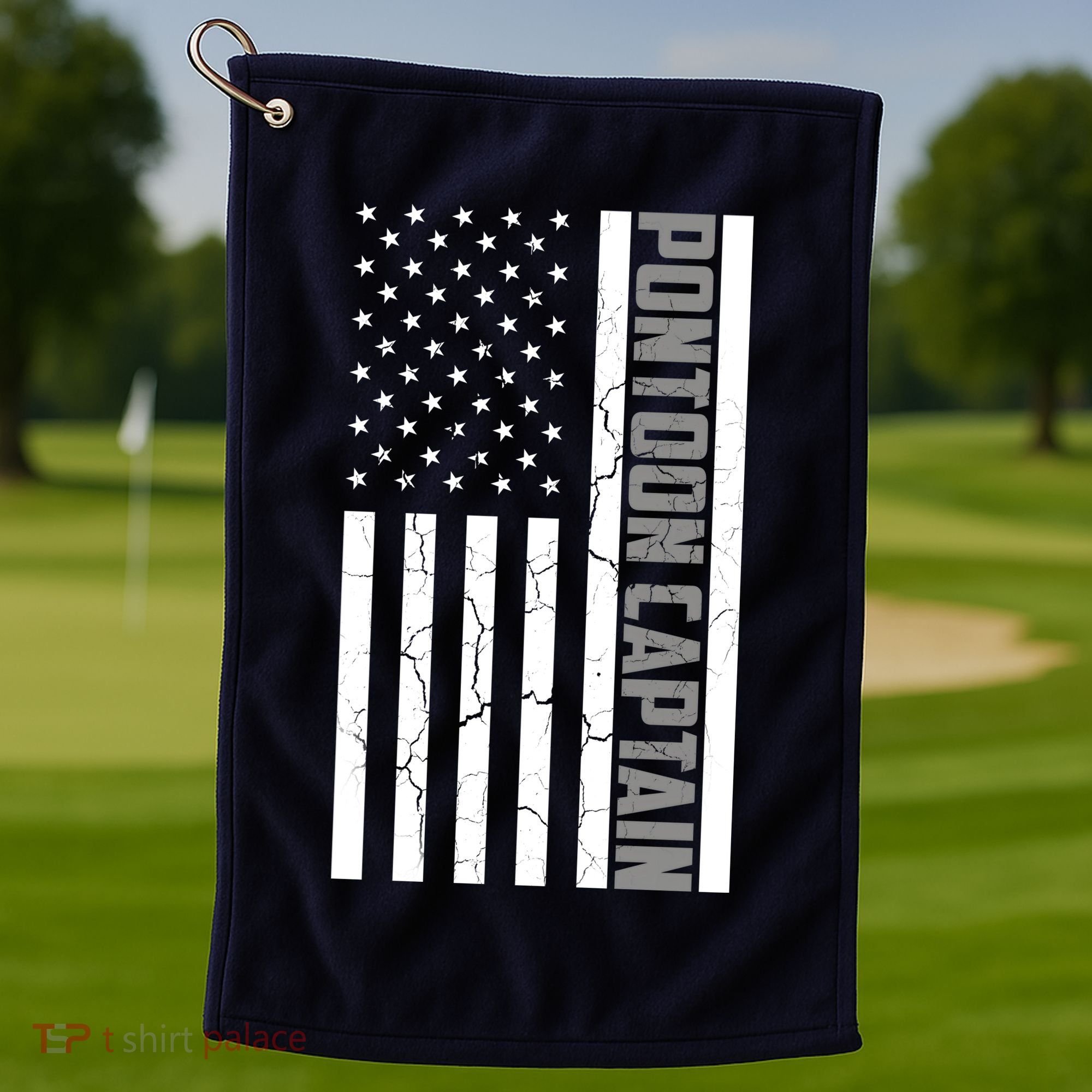 Pontoon Captain American Flag Pontooning Pontoon Boating Golf Towel