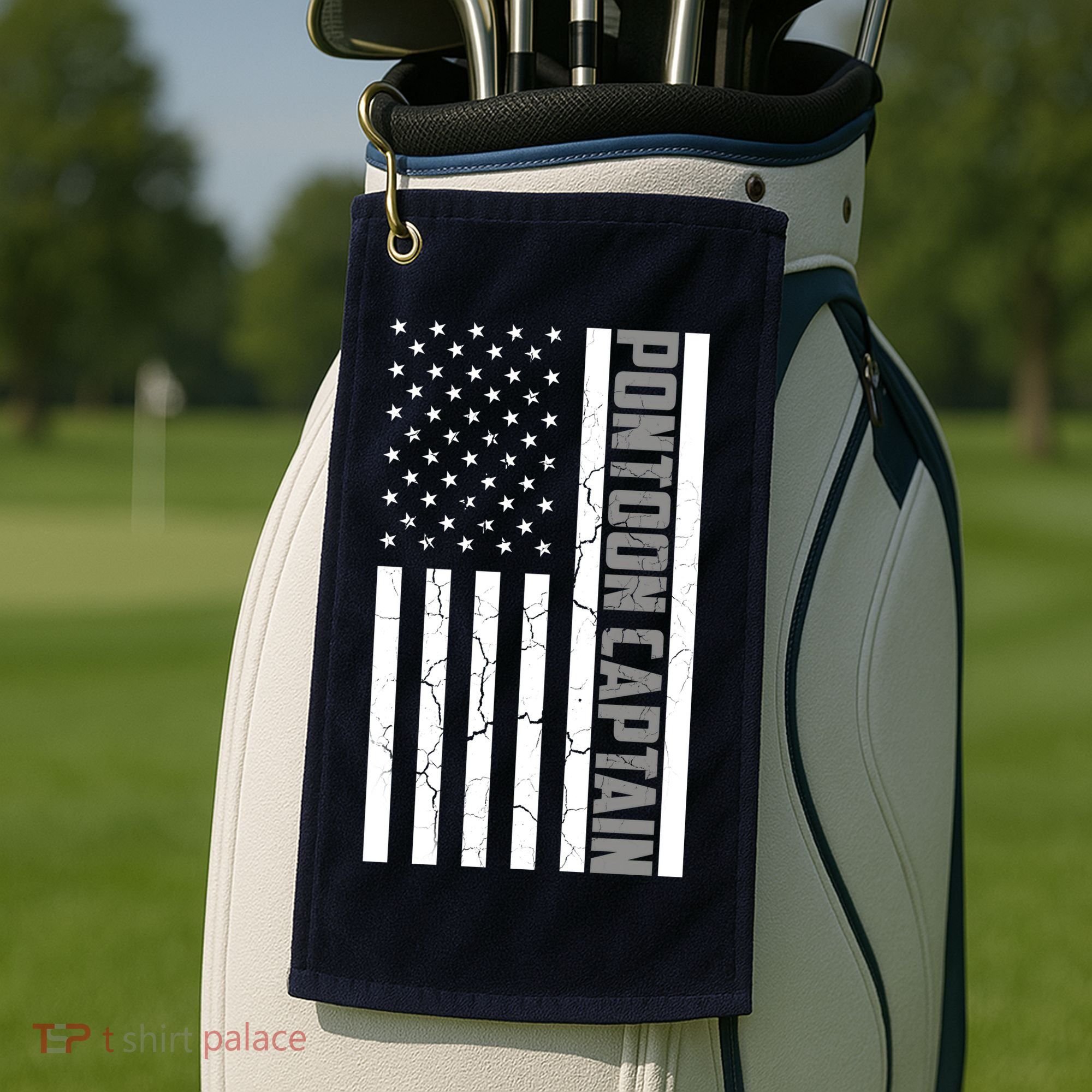 Pontoon Captain American Flag Pontooning Pontoon Boating Golf Towel
