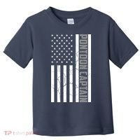 Pontoon Captain American Flag Pontooning Pontoon Boating Toddler T-Shirt thumb 0