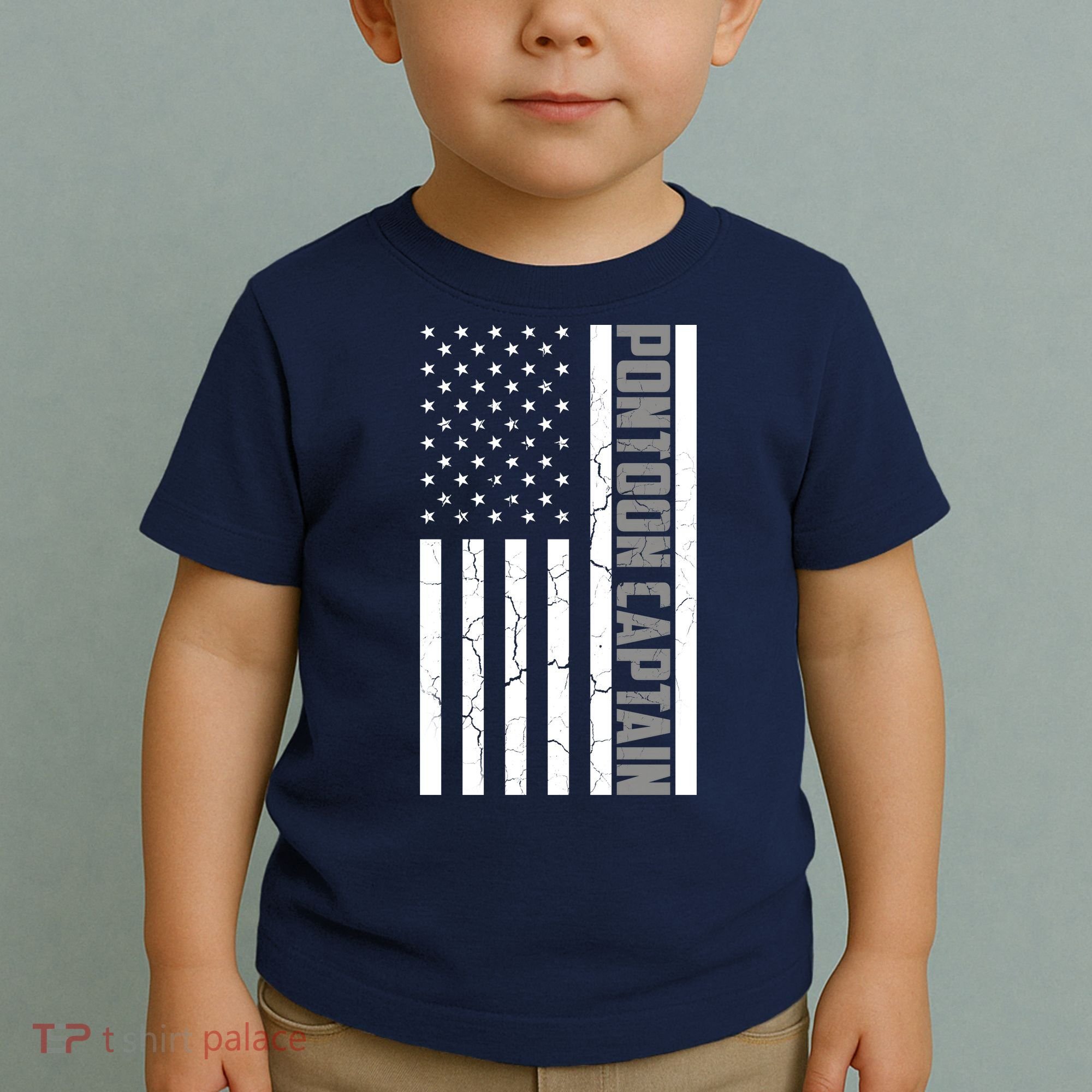 Pontoon Captain American Flag Pontooning Pontoon Boating Toddler T-Shirt