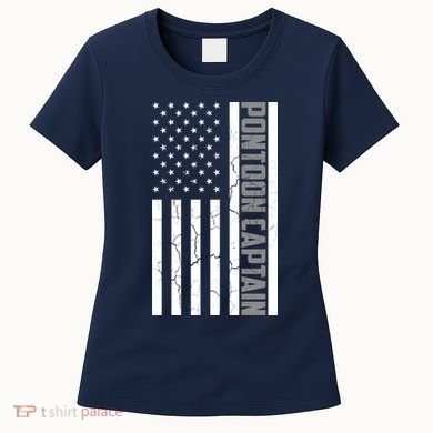 Pontoon Captain American Flag Pontooning Pontoon Boating Women's T-Shirt