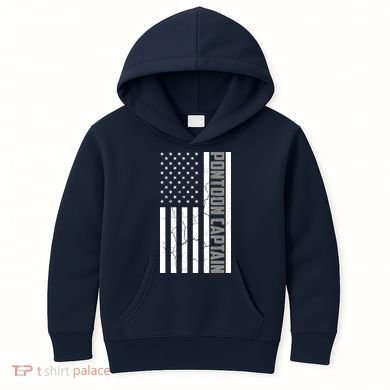 Pontoon Captain American Flag Pontooning Pontoon Boating Kids Hoodie