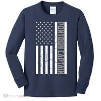 Pontoon Captain American Flag Pontooning Pontoon Boating Kids Long Sleeve Shirt thumb 0