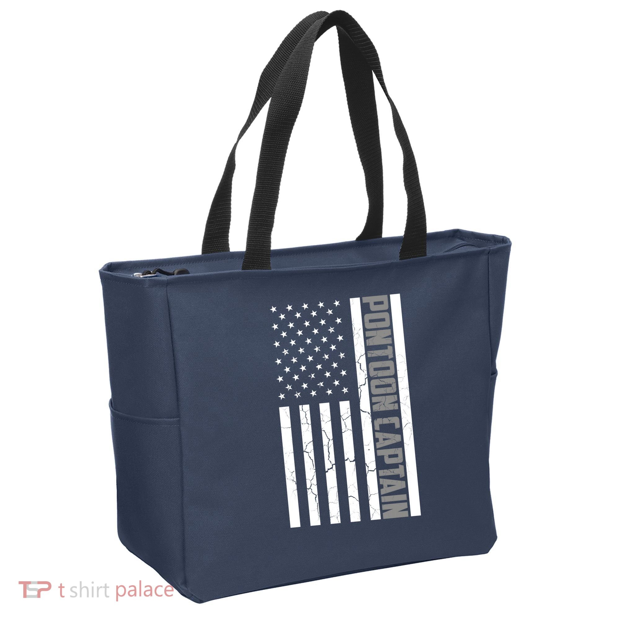 Pontoon Captain American Flag Pontooning Pontoon Boating Tote Bag