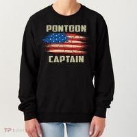 Pontoon Captain American Flag Pontooning Pontoon Boating Women's Sweatshirt thumb 0