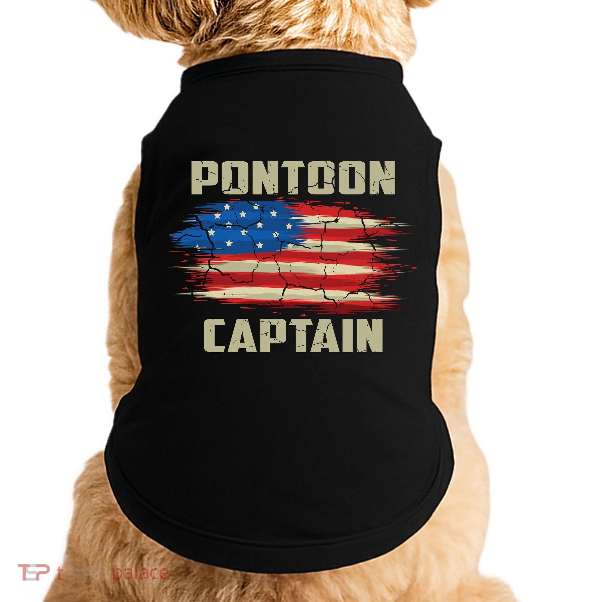 Pontoon Captain American Flag Pontooning Pontoon Boating Doggie Tank