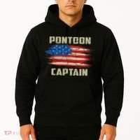 Pontoon Captain American Flag Pontooning Pontoon Boating Hoodie thumb 2