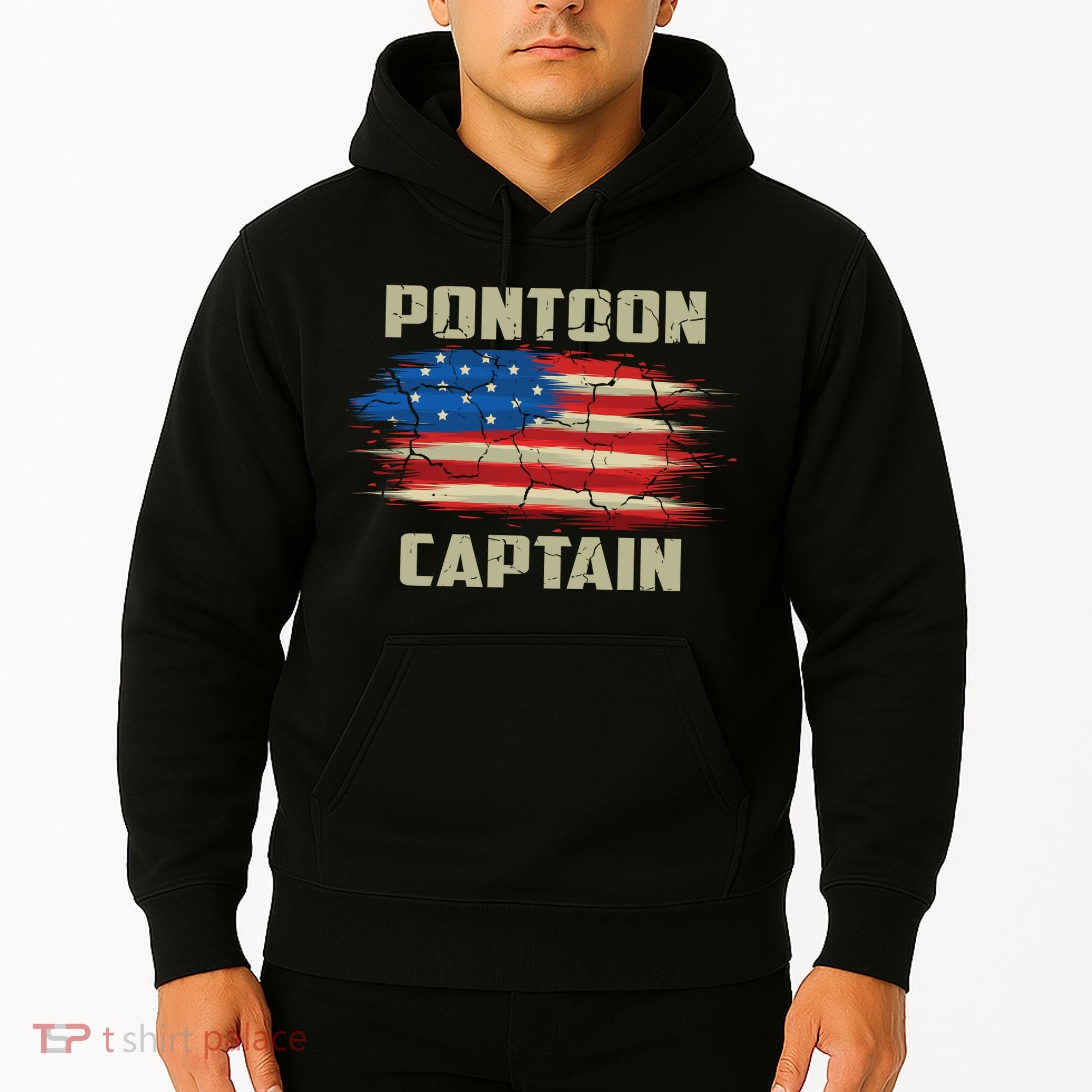 Pontoon Captain American Flag Pontooning Pontoon Boating Hoodie