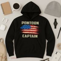 Pontoon Captain American Flag Pontooning Pontoon Boating Hoodie thumb 3