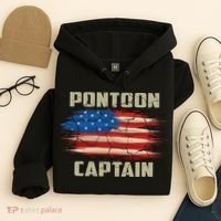 Pontoon Captain American Flag Pontooning Pontoon Boating Hoodie thumb 4