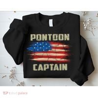 Pontoon Captain American Flag Pontooning Pontoon Boating Sweatshirt thumb 2