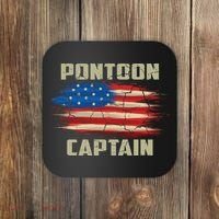 Pontoon Captain American Flag Pontooning Pontoon Boating Coaster thumb 0