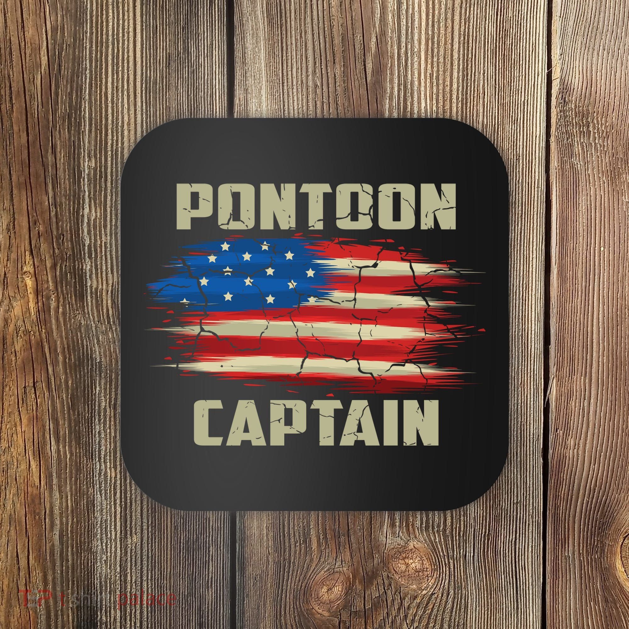 Pontoon Captain American Flag Pontooning Pontoon Boating Coaster