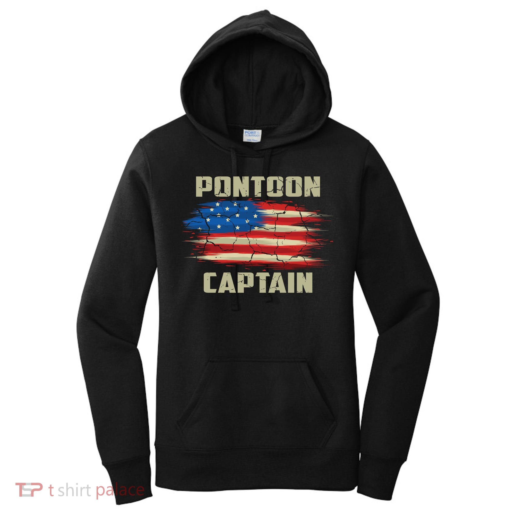 Pontoon Captain American Flag Pontooning Pontoon Boating Women's Hoodie