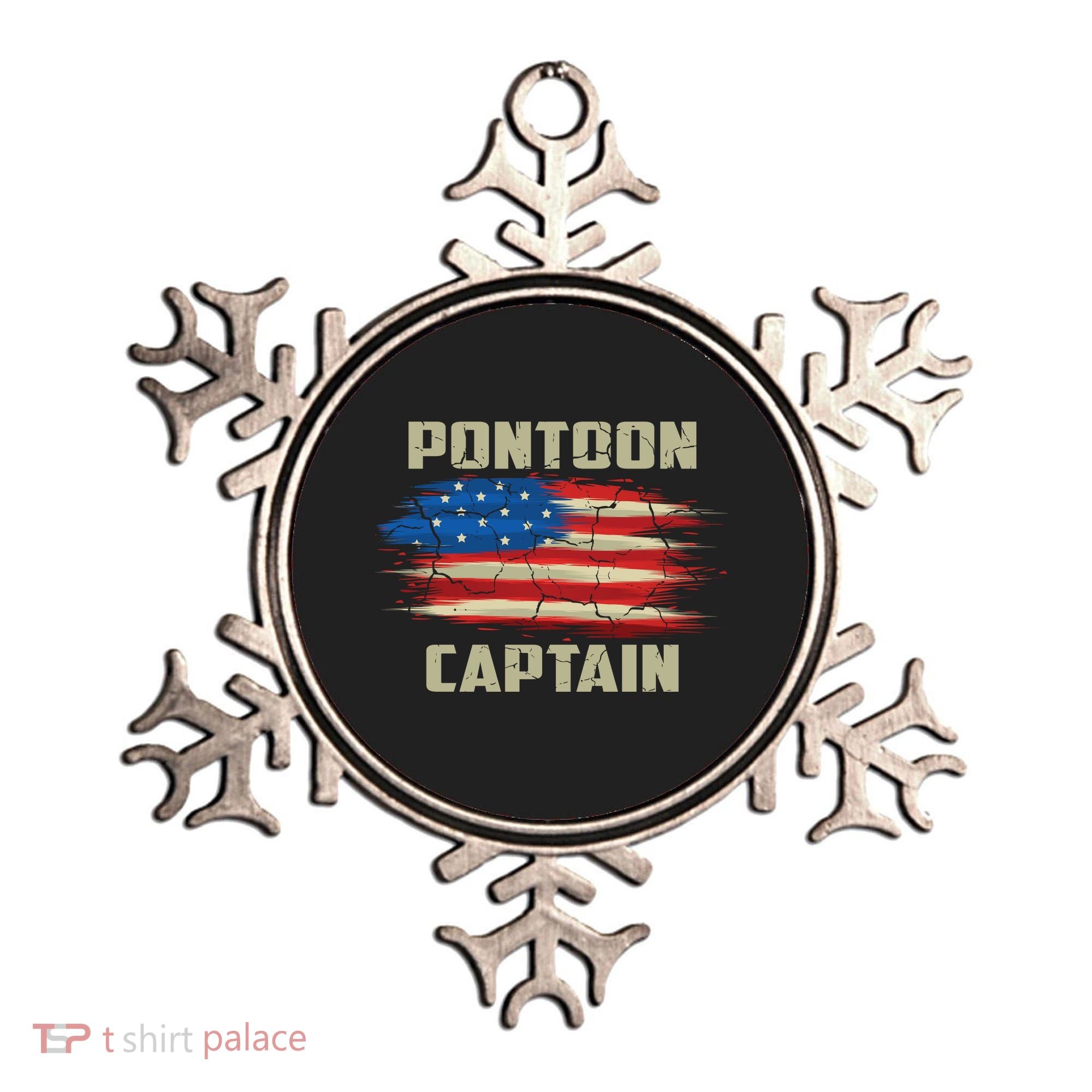 Pontoon Captain American Flag Pontooning Pontoon Boating Ornament