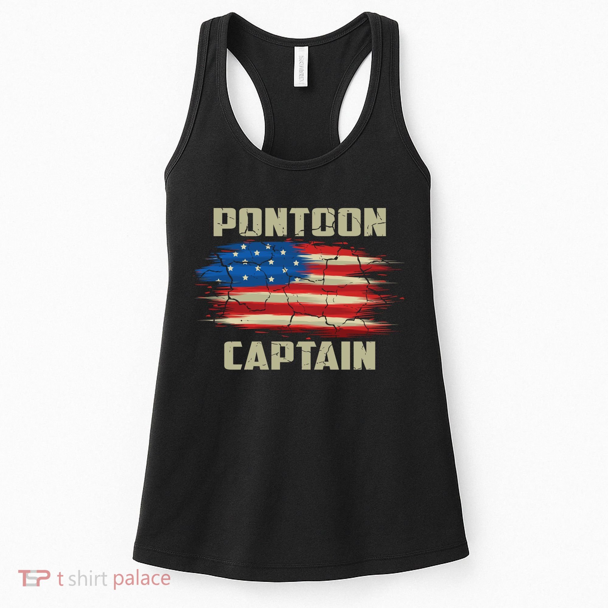 Pontoon Captain American Flag Pontooning Pontoon Boating Women's Tank Top