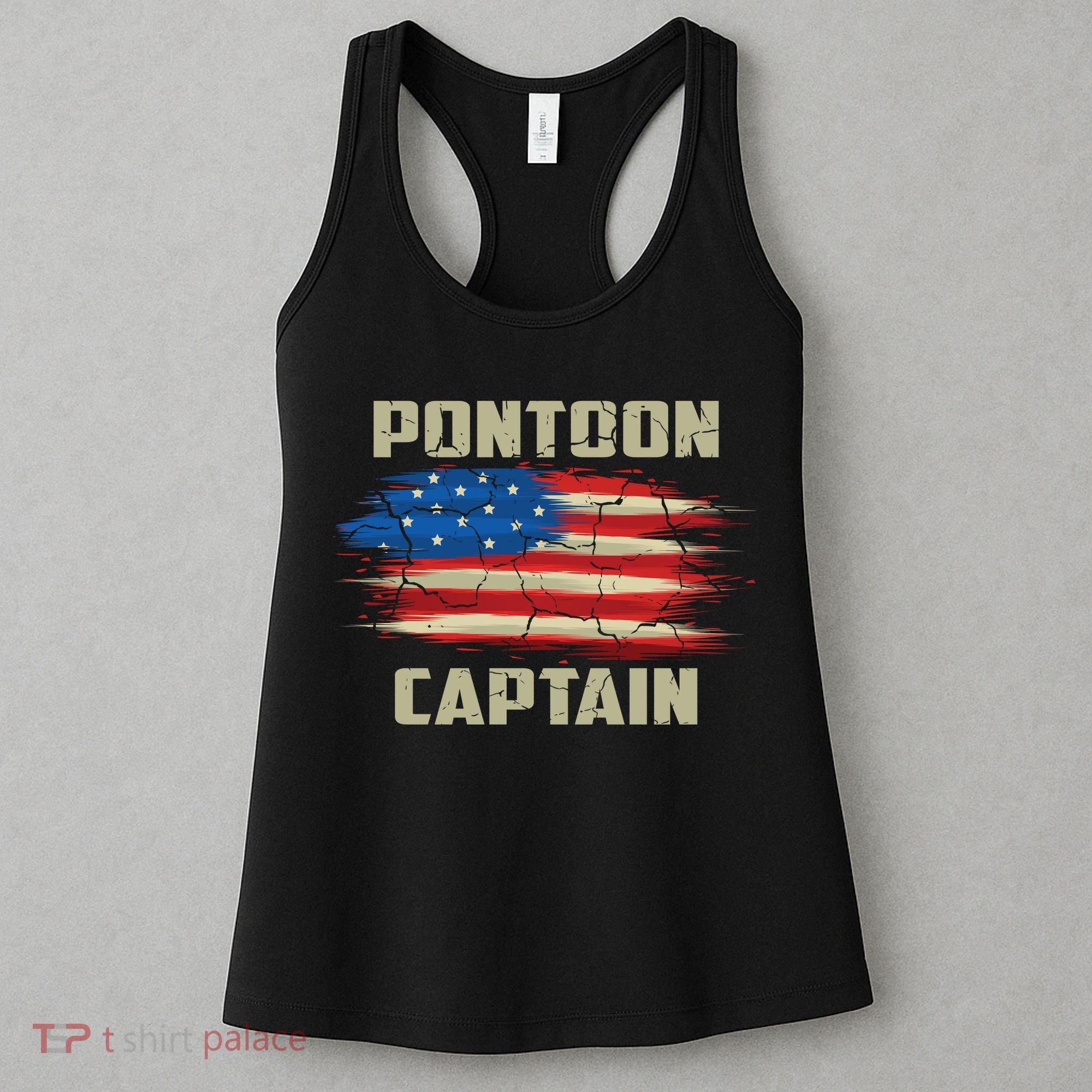 Pontoon Captain American Flag Pontooning Pontoon Boating Women's Tank Top