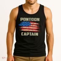 Pontoon Captain American Flag Pontooning Pontoon Boating Tank Top thumb 3
