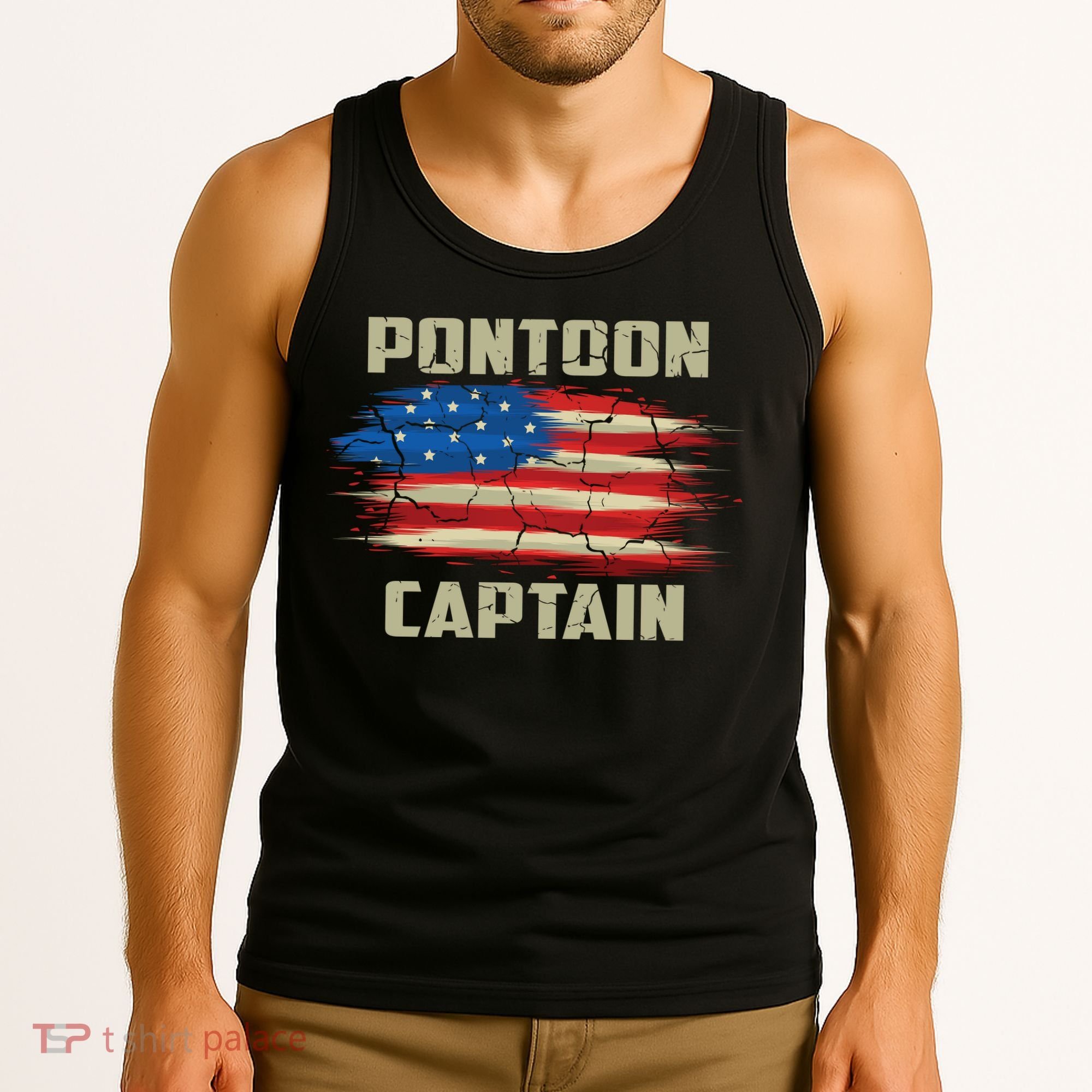 Pontoon Captain American Flag Pontooning Pontoon Boating Tank Top
