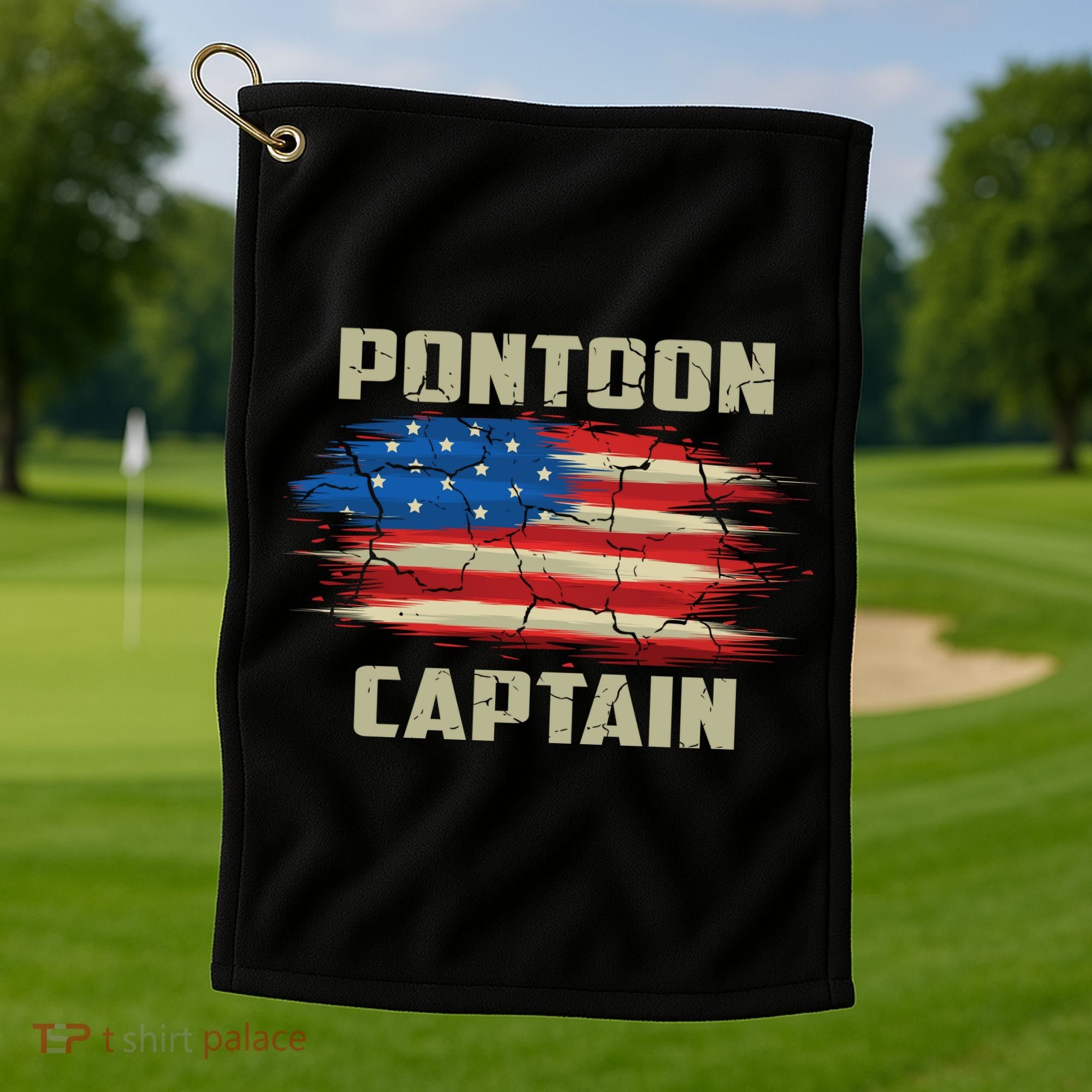 Pontoon Captain American Flag Pontooning Pontoon Boating Golf Towel