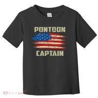Pontoon Captain American Flag Pontooning Pontoon Boating Toddler T-Shirt thumb 0